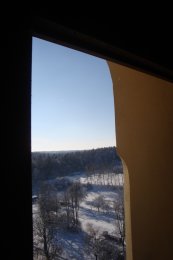 Zimní pohled z věže kostela