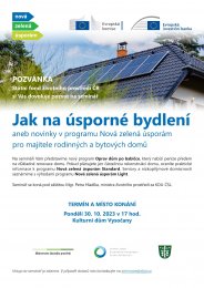 Seminář Jak na úsporné bydlení aneb Nová zelená úsporám